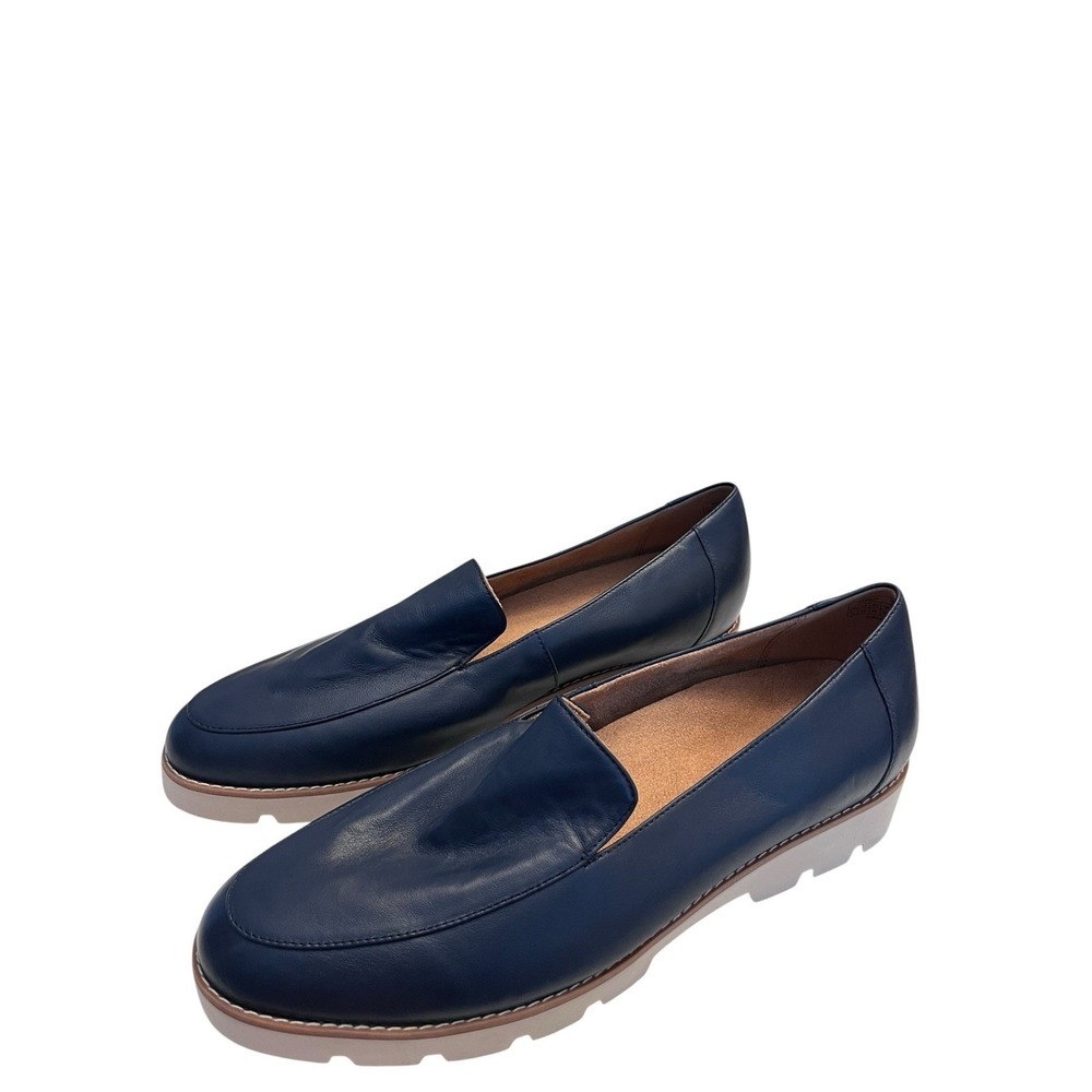 New VIONIC Sz 12 Kensley Loafer Navy Blue Leather Slip On Flats Women's Comfort - Picture 5 of 7